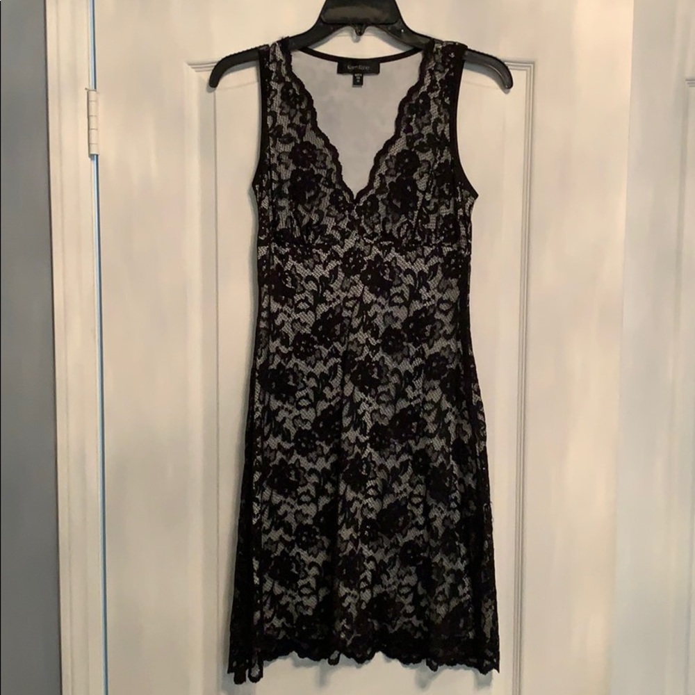 Karen Kane Black Lace V Neck Dress